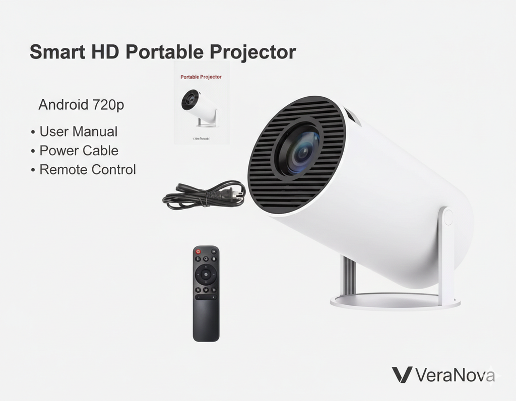 VeraNova™ VisionPro – 4K Ultra HD Portable Smart Projector with Auto-Correction