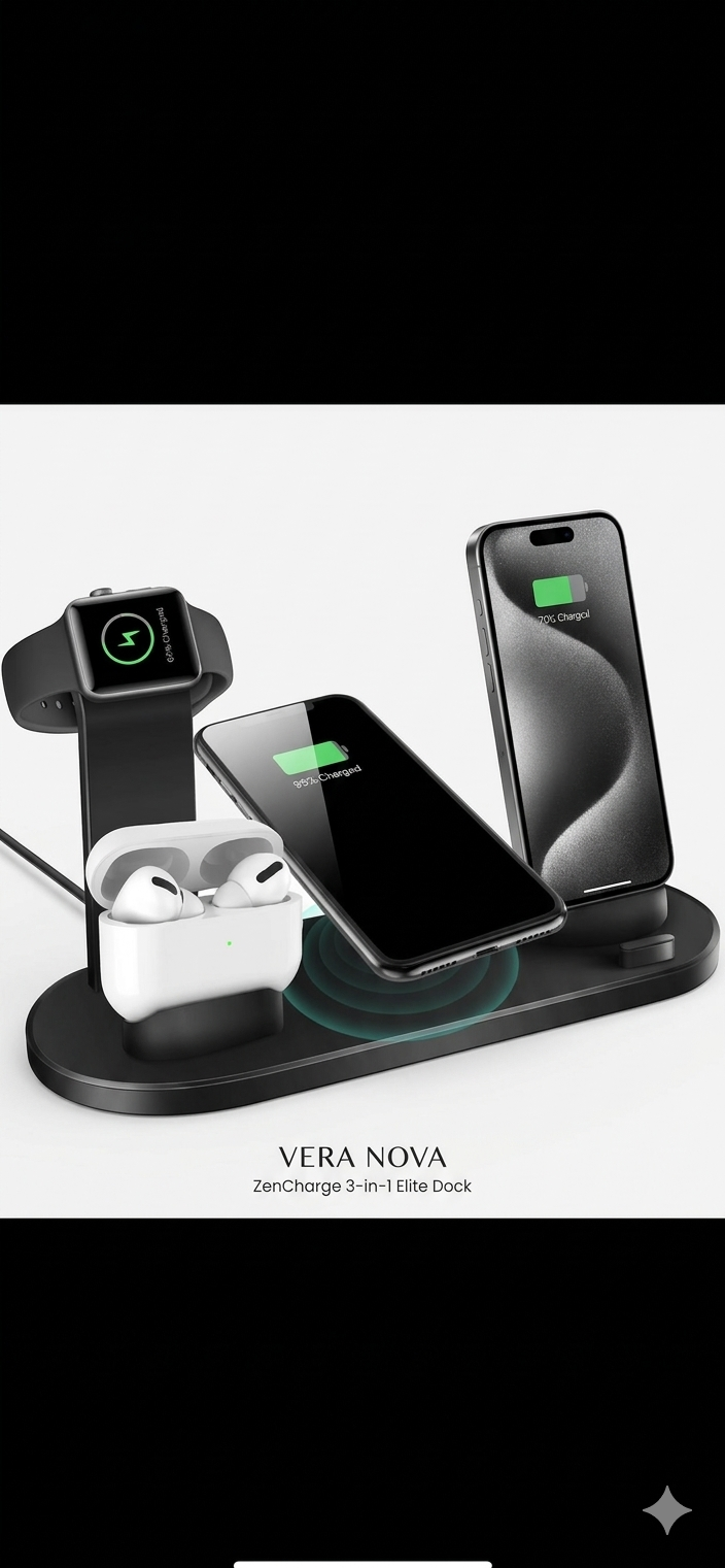 Premium 4 in 1 Kablosuz Şarj Standı - Siyah/Beyaz/Rose Gold Seçenekleriyle