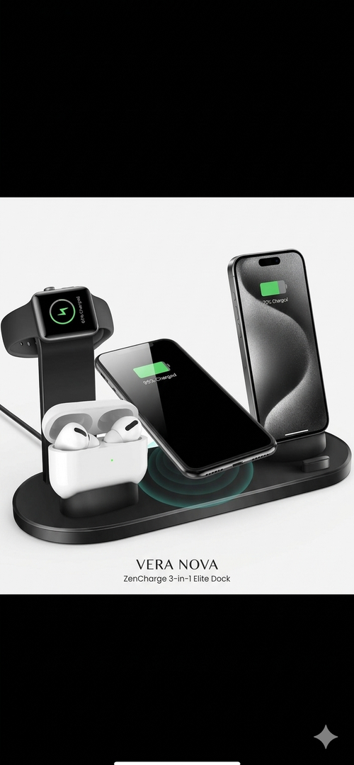 Premium 4 in 1 Kablosuz Şarj Standı - Siyah/Beyaz/Rose Gold Seçenekleriyle